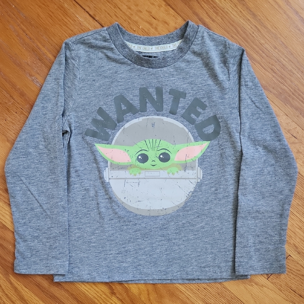 STAR WARS Baby Yoda Gray Long Sleeve Shirt Size 5/6